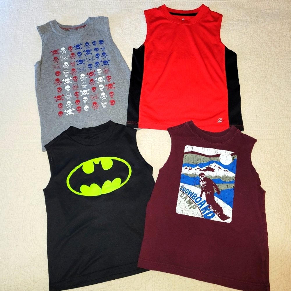 Boys' Graphic Tank Tops - Batman, Snowboard, Skull, Red size 4/5